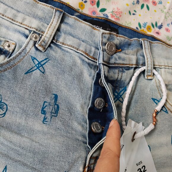 Purple Brand Outlined Monogram Indigo Skinny Jeans - Picture 11 of 12